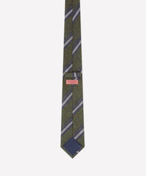 Green & Navy Slub Contrast Stripe Silk Tie