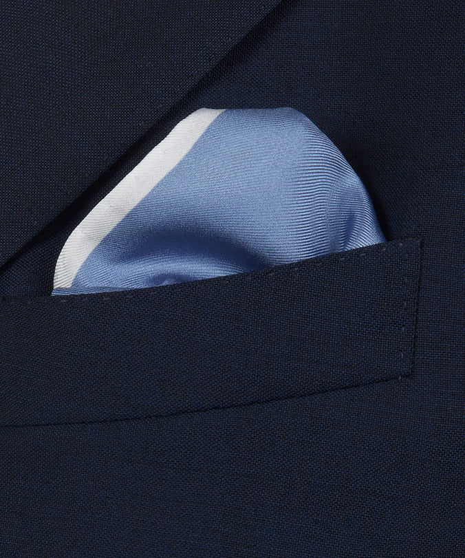 Blue & Neutral Silk Twill Woven Pocket Square