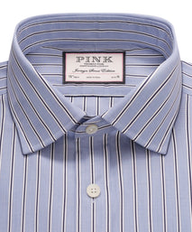 Blue & Navy Slim Fit Regent End on End Stripe Formal Shirt