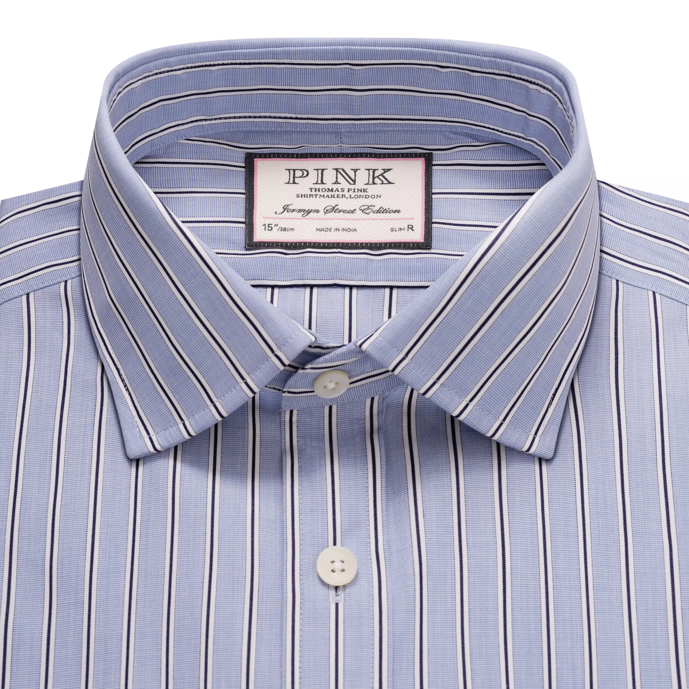 Blue & Navy Slim Fit Regent End on End Stripe Formal Shirt