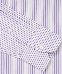 White & Purple Tailored Fit Striped Poplin Formal Shirt