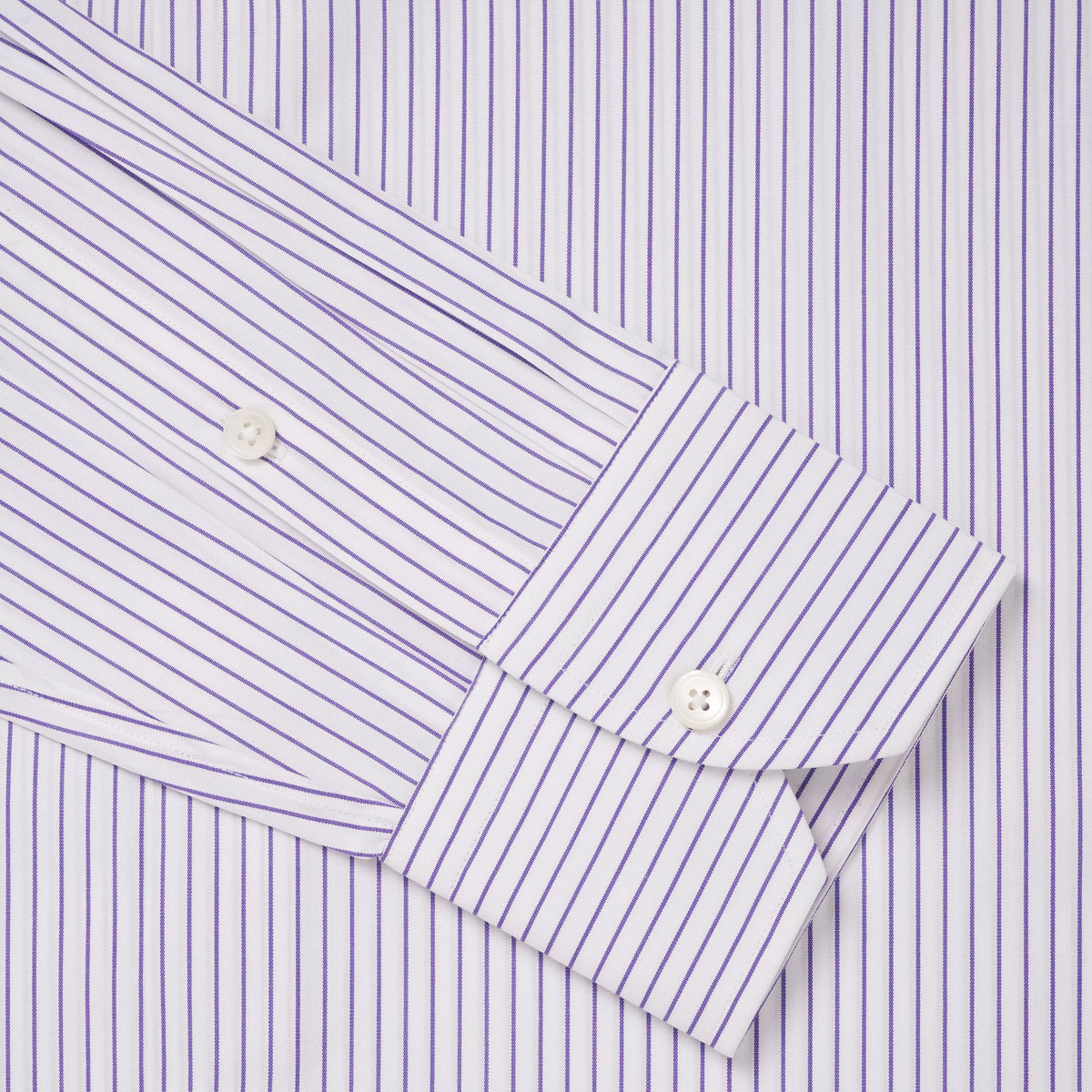 White & Purple Tailored Fit Striped Poplin Formal Shirt
