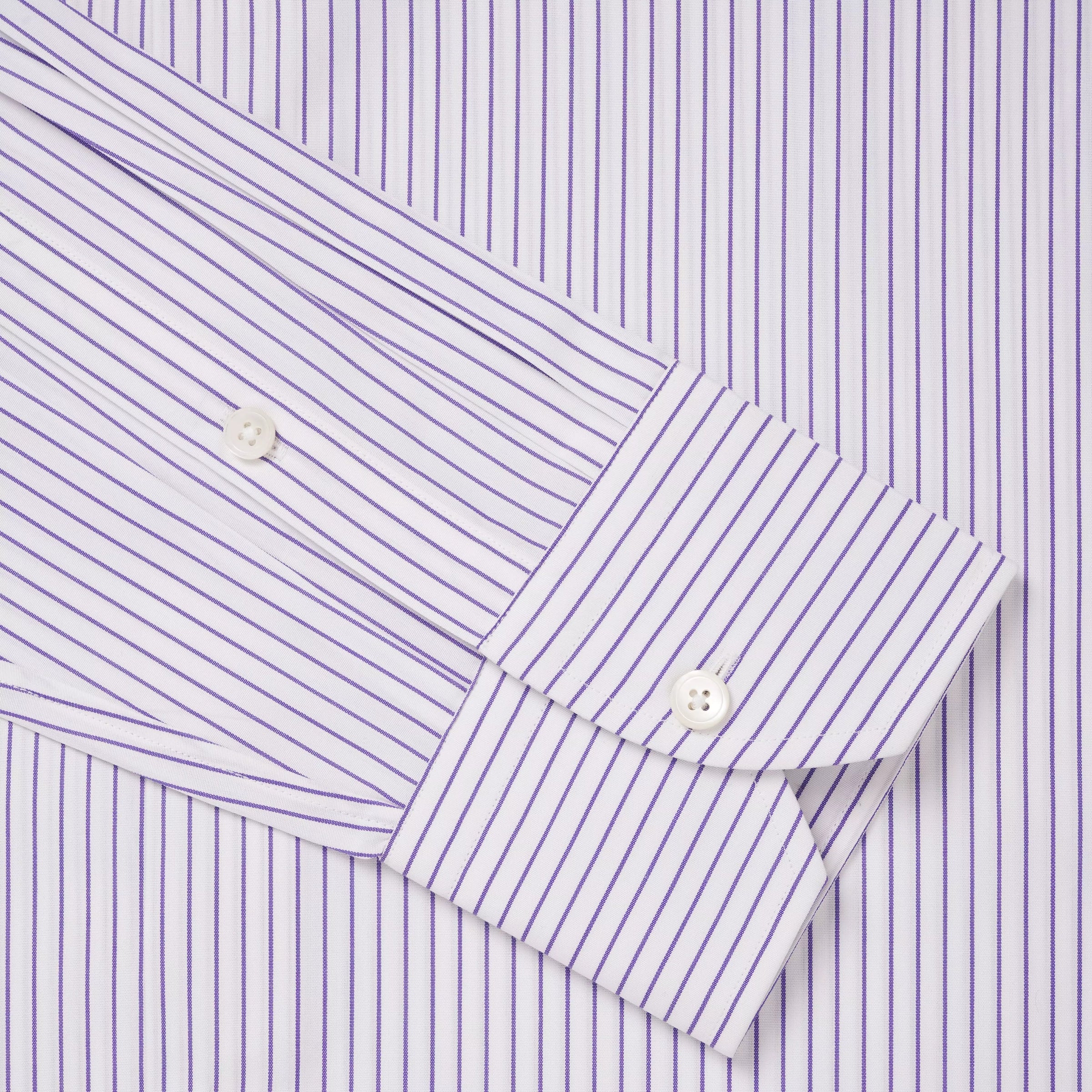 White & Purple Tailored Fit Striped Poplin Formal Shirt