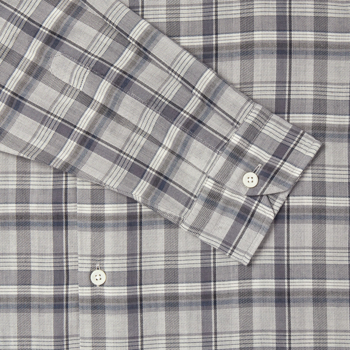 Pale Grey Slim Fit Smart Casual Balmoral Plaid Check Shirt
