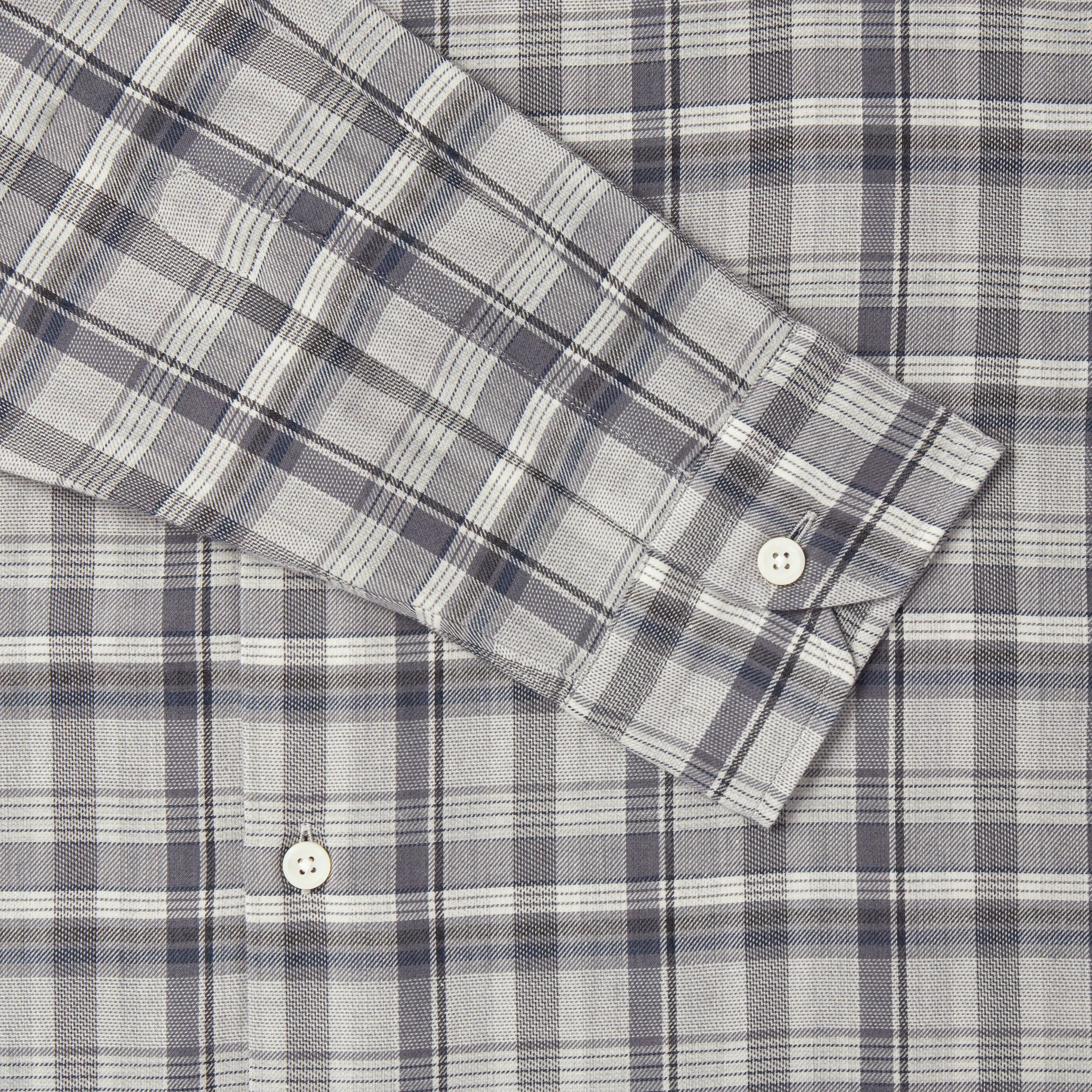 Pale Grey Slim Fit Smart Casual Balmoral Plaid Check Shirt