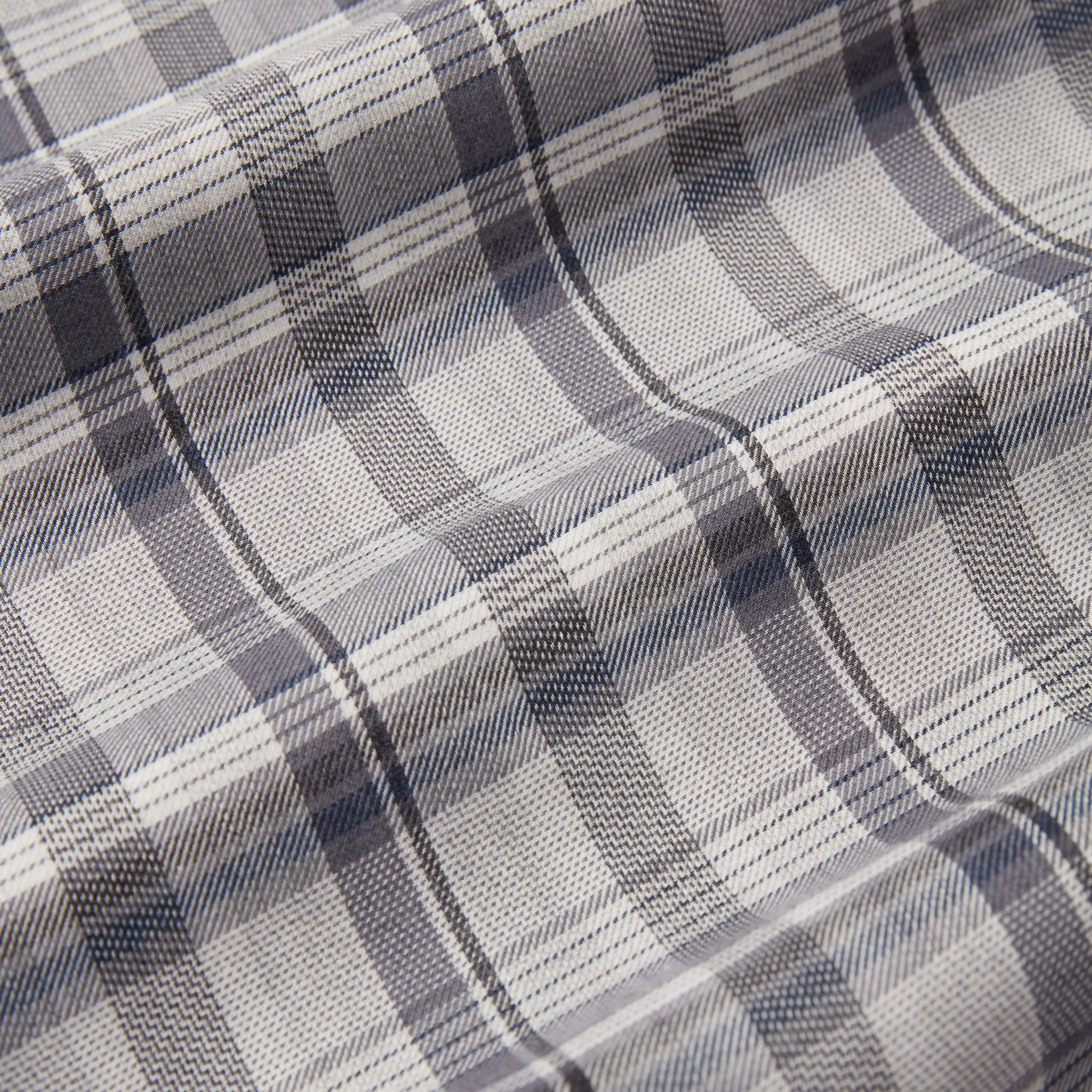 Pale Grey Slim Fit Smart Casual Balmoral Plaid Check Shirt