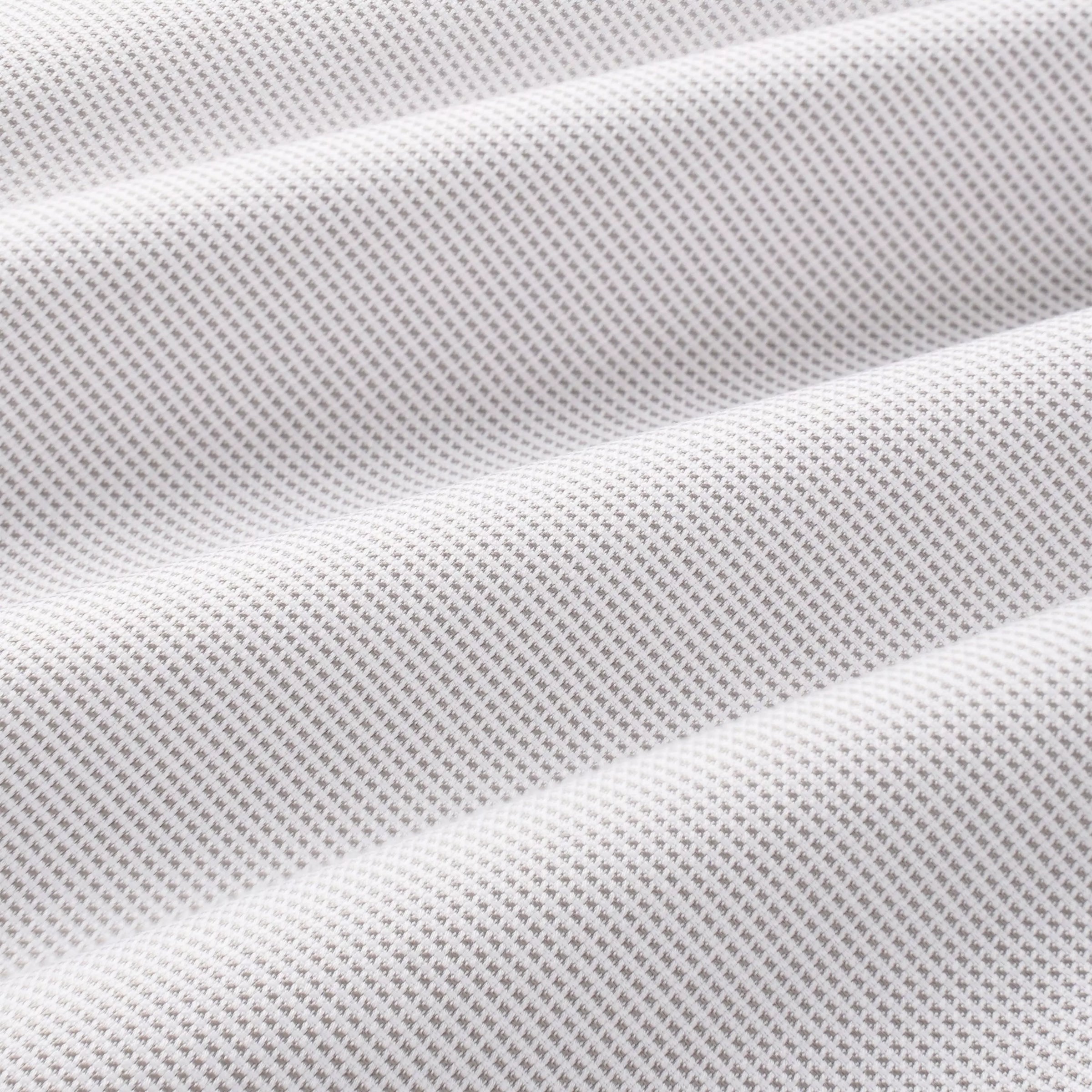 Pale Grey Tailored Fit Double Cuff Jacquard Micro Check Formal Shirt