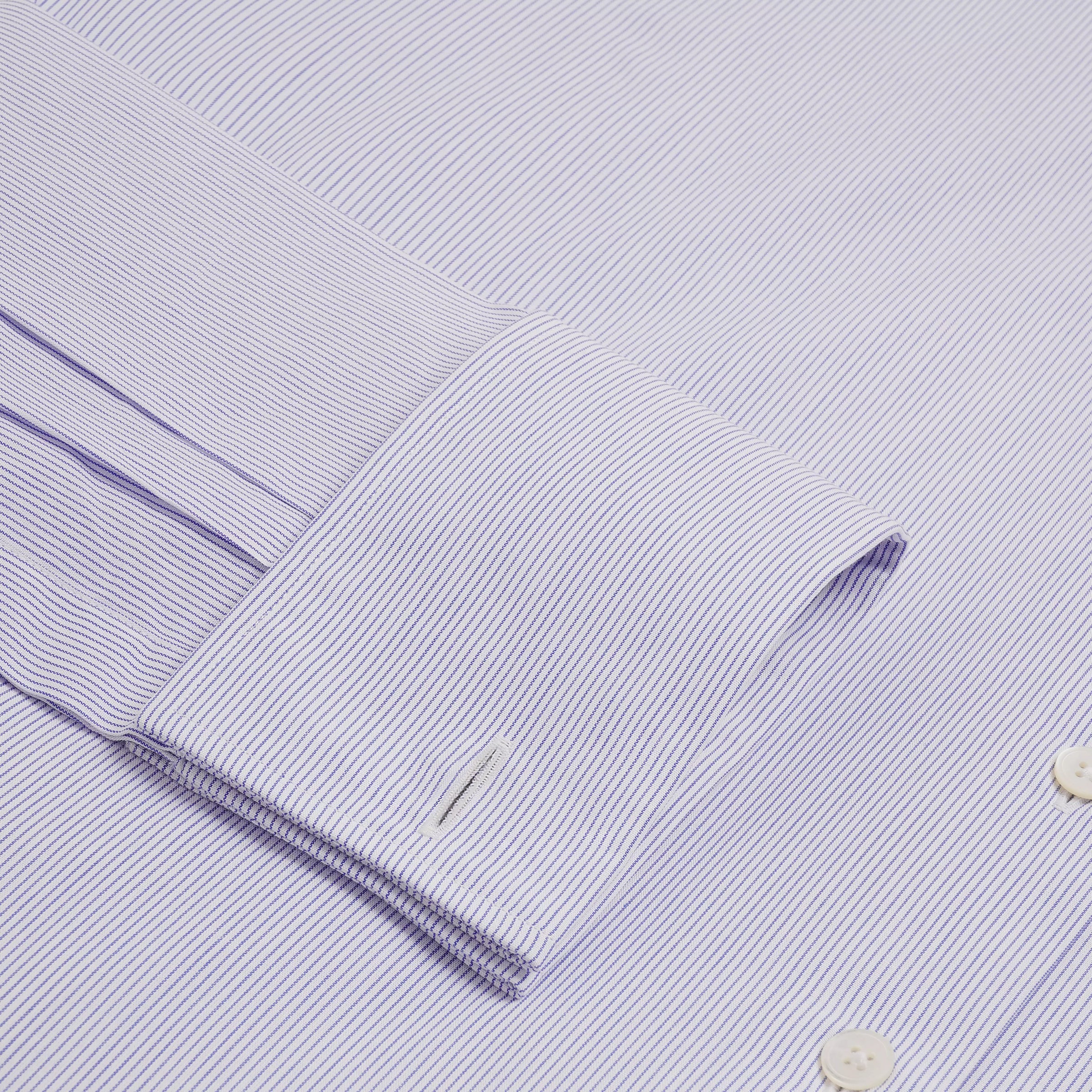 Deep Blue & White Slim Fit Double Cuff Pin Stripe Formal Shirt