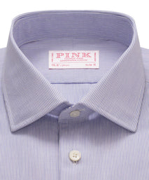 Deep Blue & White Slim Fit Pin Stripe Formal Shirt