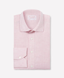 Pale Pink Classic Fit Essential Linen Formal Shirt