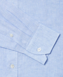 Pale Blue Tailored Fit Essential Linen Button Down Smart Casual Shirt