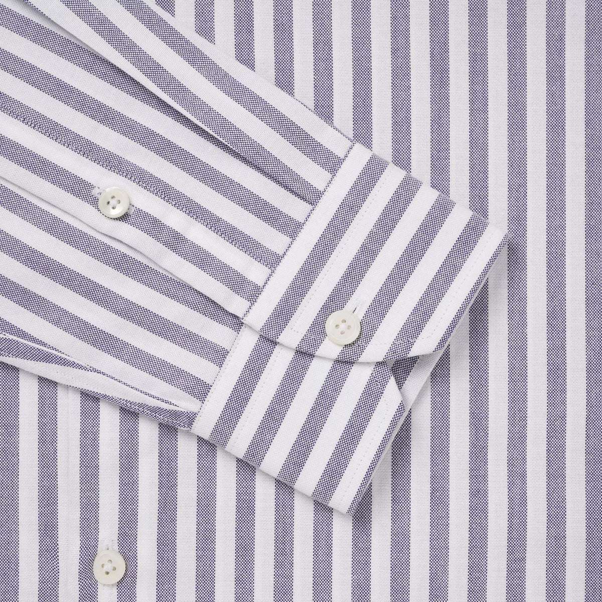 Navy Blue & White Slim Fit Smart Casual Striped Oxford Shirt